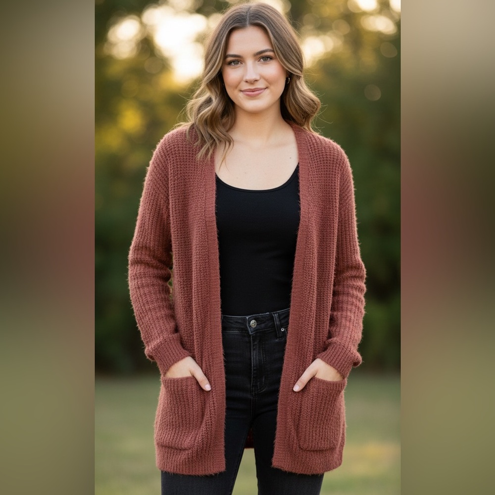 Miracle Rust Open-Front Cardigan size small‎